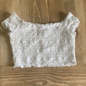 White off the shoulder white crop top